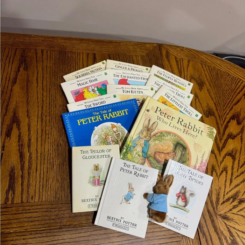 Beatrix Potter Book Collection + Peter Rabbit Plush, Stickers Book, Board book📚